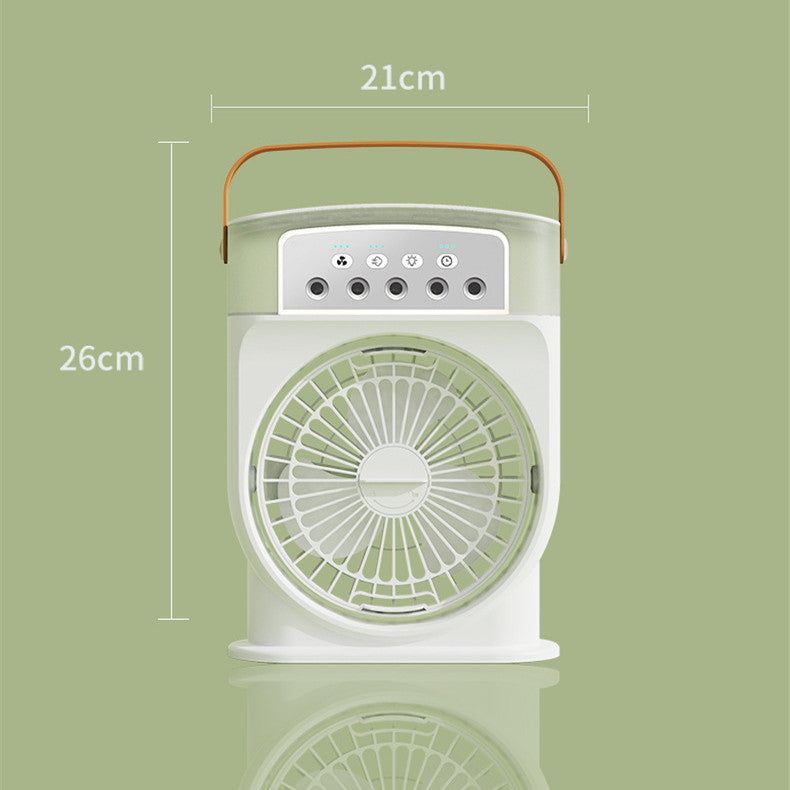 Portable USB Air Conditioner Fan – 5 Spray Mist Modes, 7-Color LED Light, 600ML Water Tank Air Cooler & Humidifier