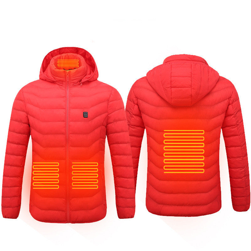 USB Heated Jacket Coat – Men’s Winter Thermal Cotton Coat with Electric Heating Vest for Outdoor Warmth