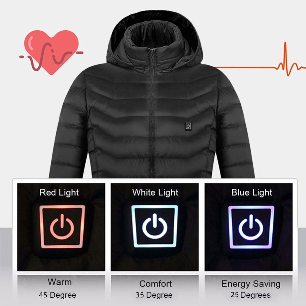 USB Heated Jacket Coat – Men’s Winter Thermal Cotton Coat with Electric Heating Vest for Outdoor Warmth
