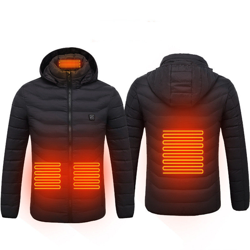 USB Heated Jacket Coat – Men’s Winter Thermal Cotton Coat with Electric Heating Vest for Outdoor Warmth
