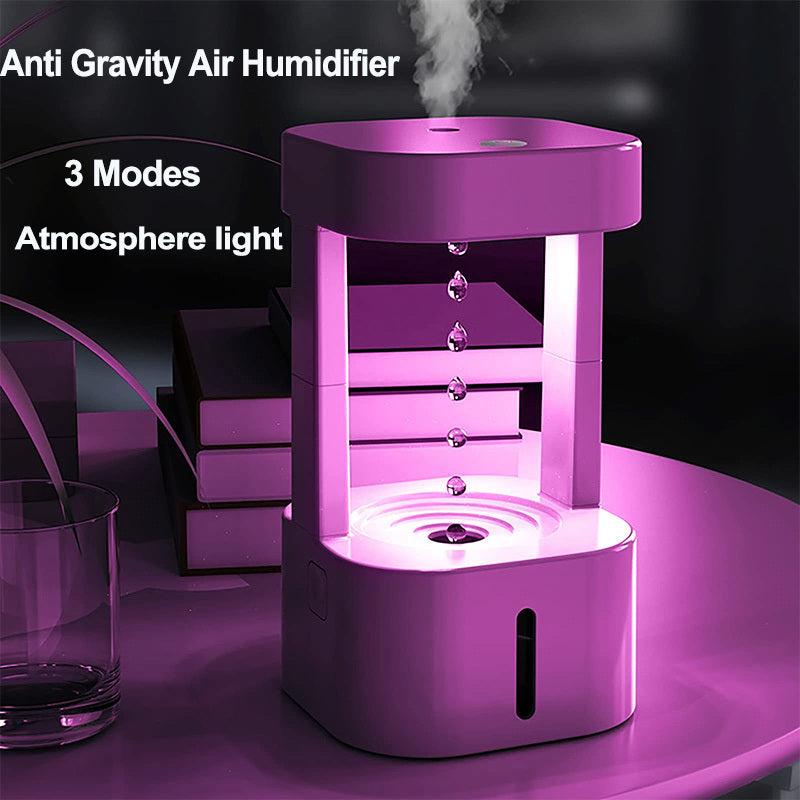 Anti-Gravity Water Drop Humidifier – 580ML Quiet Mist Maker for Home & Office | Air Conditioning & Cool Mist Spray Diffuser