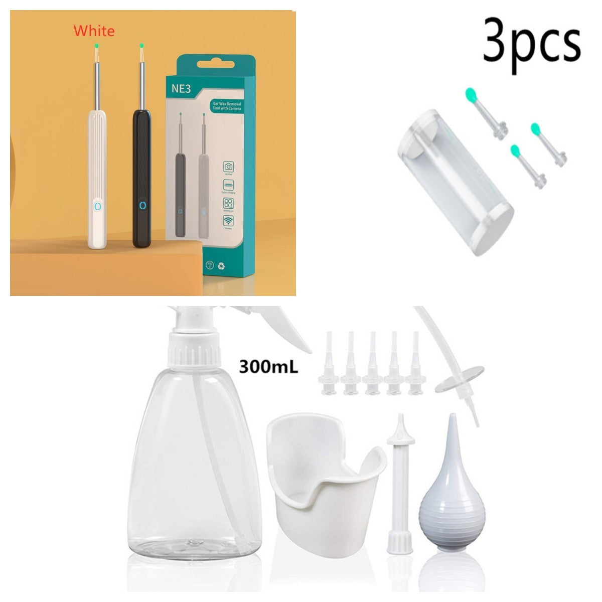 NE3 Wireless Ear Cleaner Otoscope – Ear Wax Removal Tool with Camera, LED Light & Endoscope Cleaning Kit for iPhone