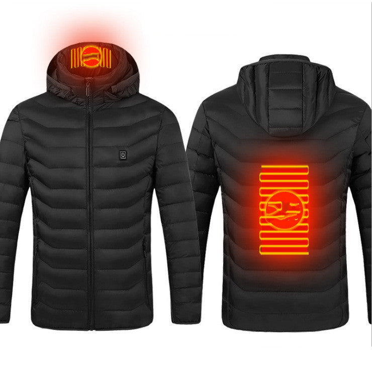 USB Heated Jacket Coat – Men’s Winter Thermal Cotton Coat with Electric Heating Vest for Outdoor Warmth
