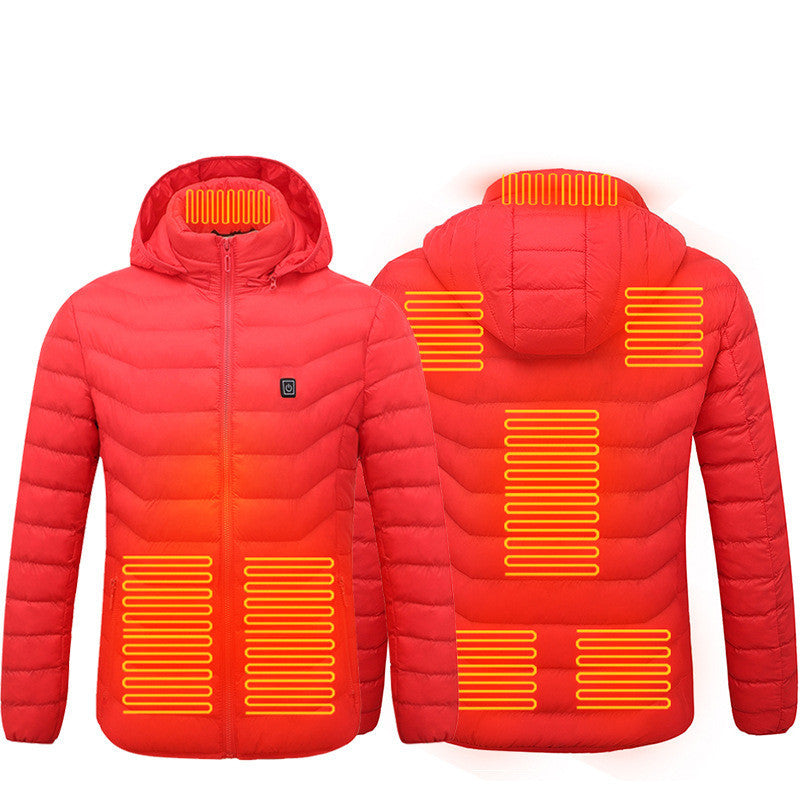 USB Heated Jacket Coat – Men’s Winter Thermal Cotton Coat with Electric Heating Vest for Outdoor Warmth