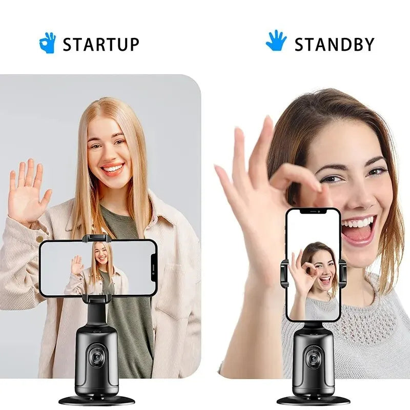 360° Auto Face Tracking Smart Gimbal – AI Phone Holder Stabilizer for Video, Vlog & Live Streaming