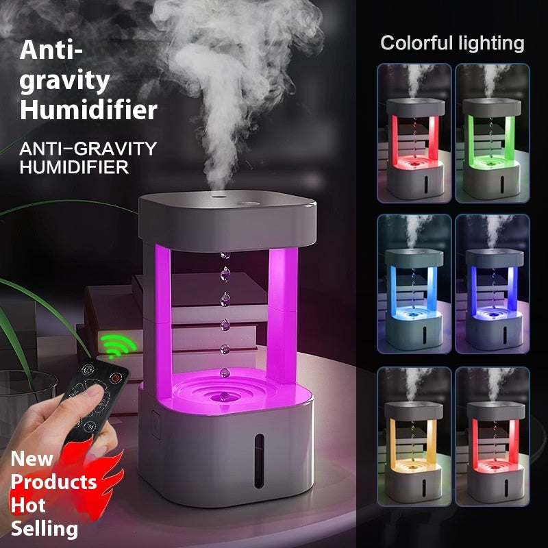 Anti-Gravity Water Drop Humidifier – 580ML Quiet Mist Maker for Home & Office | Air Conditioning & Cool Mist Spray Diffuser