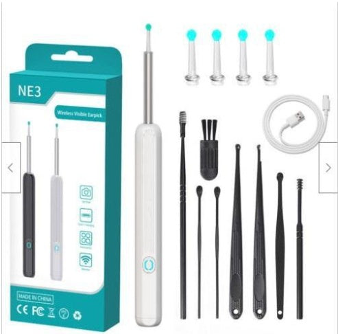 NE3 Wireless Ear Cleaner Otoscope – Ear Wax Removal Tool with Camera, LED Light & Endoscope Cleaning Kit for iPhone