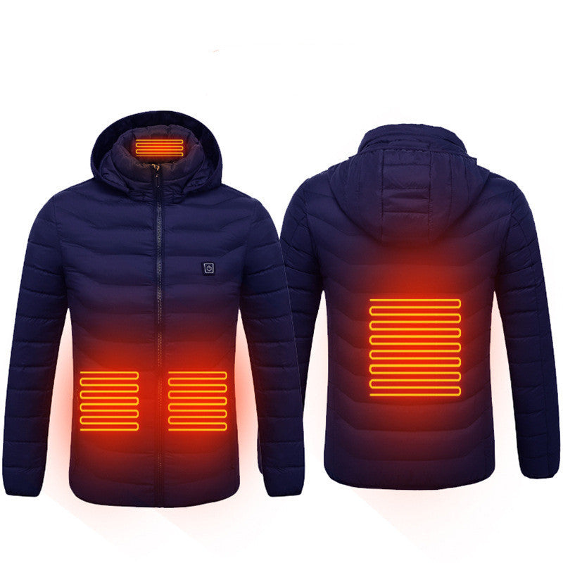 USB Heated Jacket Coat – Men’s Winter Thermal Cotton Coat with Electric Heating Vest for Outdoor Warmth