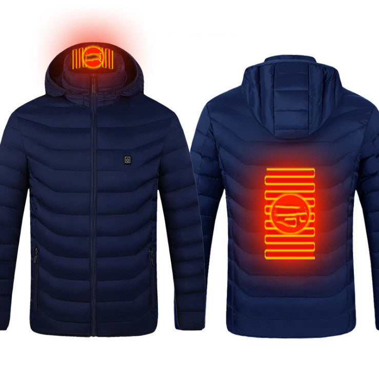 USB Heated Jacket Coat – Men’s Winter Thermal Cotton Coat with Electric Heating Vest for Outdoor Warmth