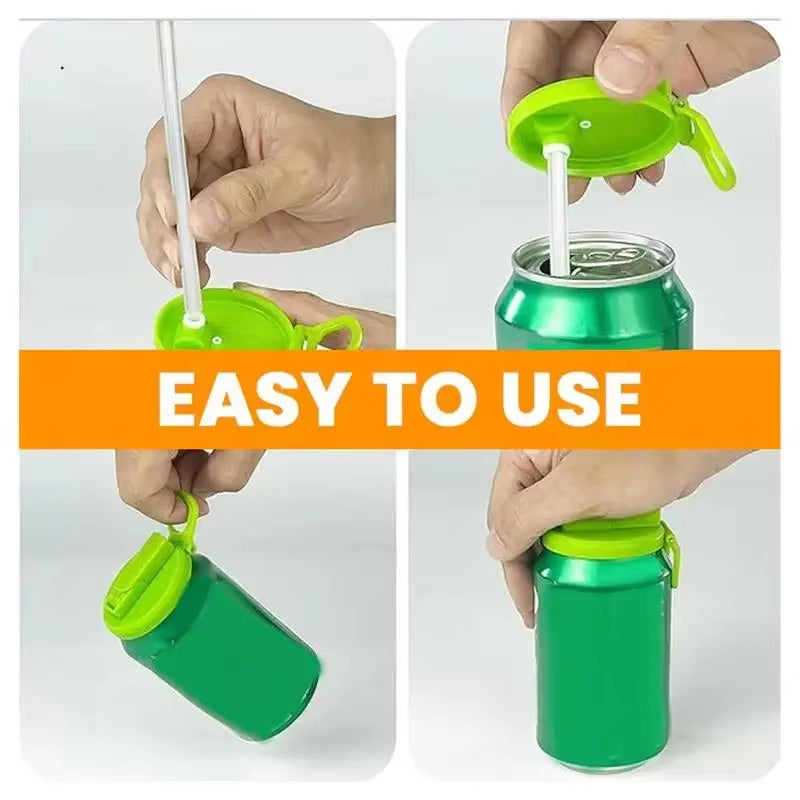Reusable Soda Can Lid with Straw – Beverage Cup Cap Stopper for Cola, Beer, Juice & Standard Drink Cans