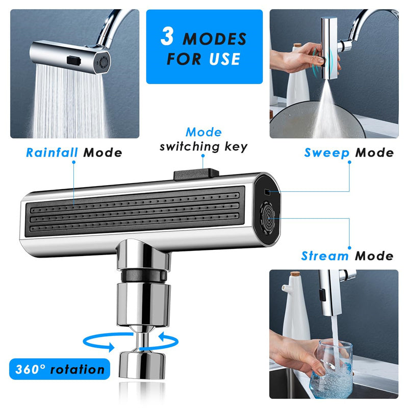 Universal Rotating Kitchen Faucet Nozzle – Splash-Proof Waterfall Outlet Bubbler Extension Tap Attachment