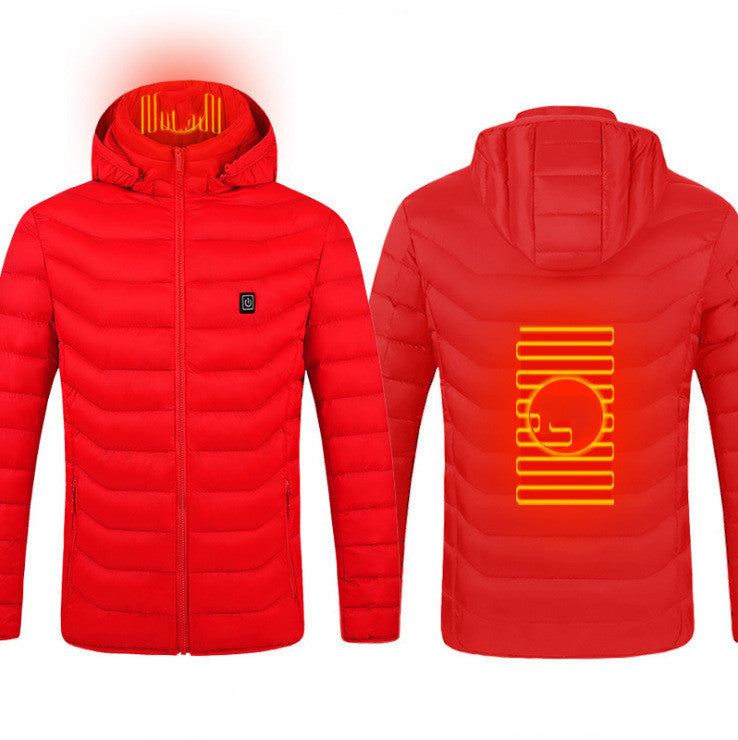 USB Heated Jacket Coat – Men’s Winter Thermal Cotton Coat with Electric Heating Vest for Outdoor Warmth