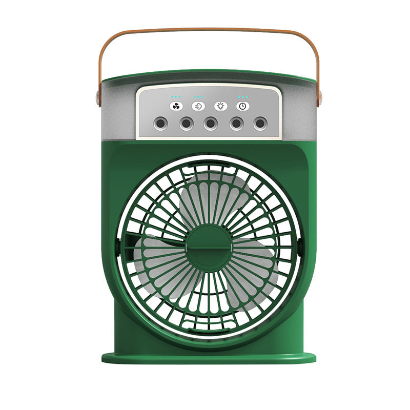 Portable USB Air Conditioner Fan – 5 Spray Mist Modes, 7-Color LED Light, 600ML Water Tank Air Cooler & Humidifier