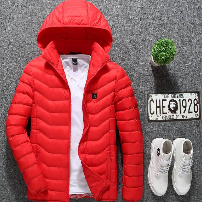 USB Heated Jacket Coat – Men’s Winter Thermal Cotton Coat with Electric Heating Vest for Outdoor Warmth