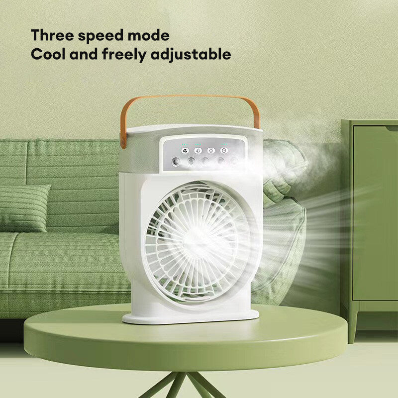 Portable USB Air Conditioner Fan – 5 Spray Mist Modes, 7-Color LED Light, 600ML Water Tank Air Cooler & Humidifier