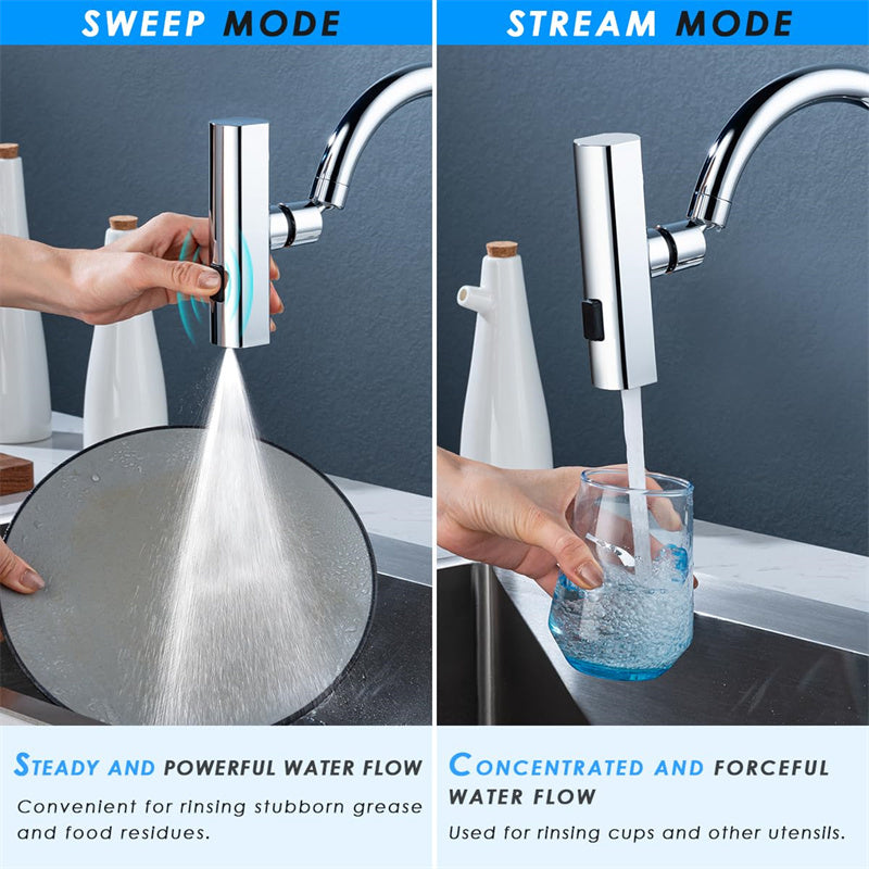 Universal Rotating Kitchen Faucet Nozzle – Splash-Proof Waterfall Outlet Bubbler Extension Tap Attachment