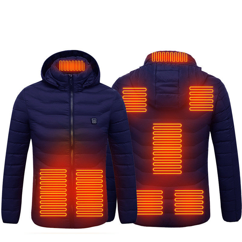 USB Heated Jacket Coat – Men’s Winter Thermal Cotton Coat with Electric Heating Vest for Outdoor Warmth