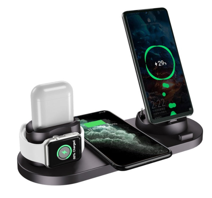 6-in-1 Wireless Charging Dock Station – Fast Charger Pad for iPhone, Phone & Smartwatch