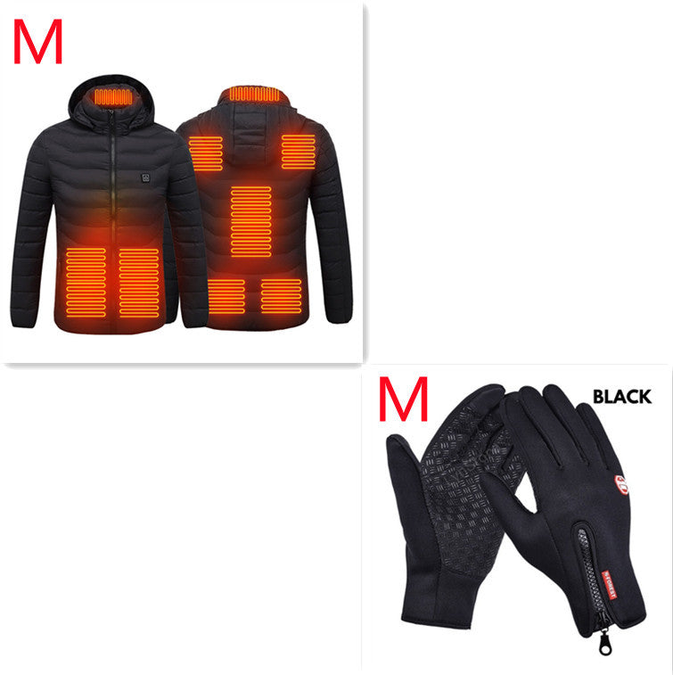 USB Heated Jacket Coat – Men’s Winter Thermal Cotton Coat with Electric Heating Vest for Outdoor Warmth