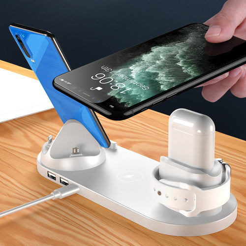6-in-1 Wireless Charging Dock Station – Fast Charger Pad for iPhone, Phone & Smartwatch