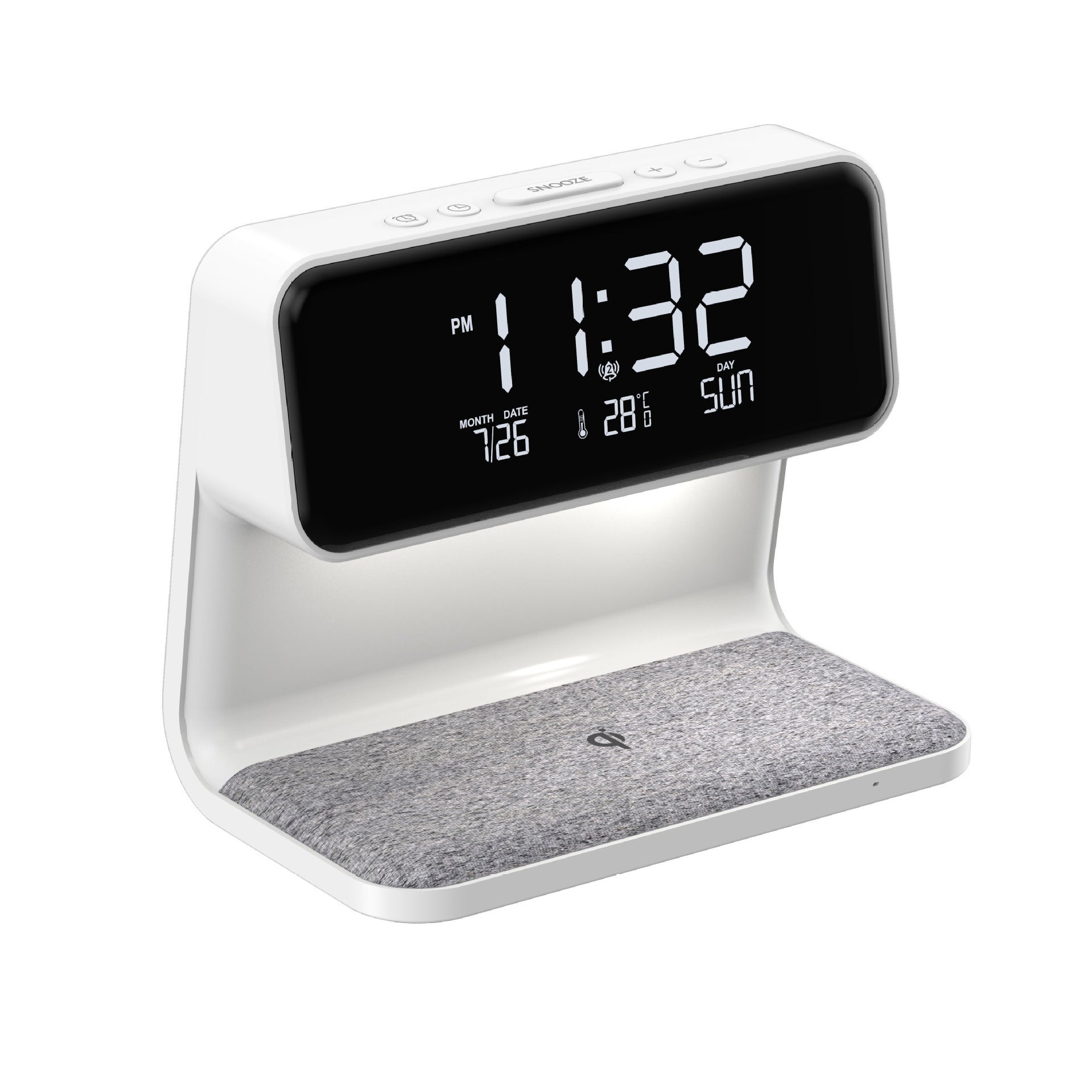 3-in-1 Bedside Lamp with Wireless Charging, LCD Alarm Clock & Phone Charger – Modern Multifunctional Nightstand Light