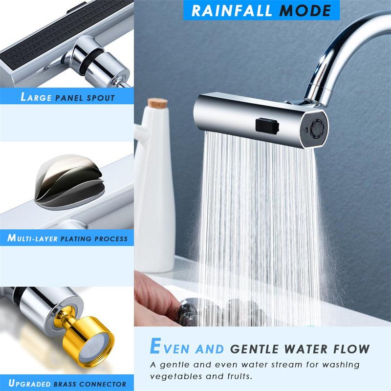 Universal Rotating Kitchen Faucet Nozzle – Splash-Proof Waterfall Outlet Bubbler Extension Tap Attachment