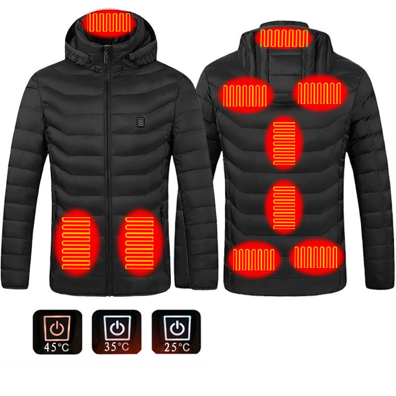USB Heated Jacket Coat – Men’s Winter Thermal Cotton Coat with Electric Heating Vest for Outdoor Warmth