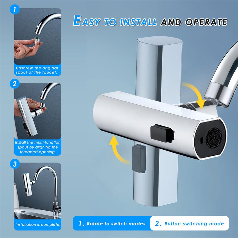 Universal Rotating Kitchen Faucet Nozzle – Splash-Proof Waterfall Outlet Bubbler Extension Tap Attachment