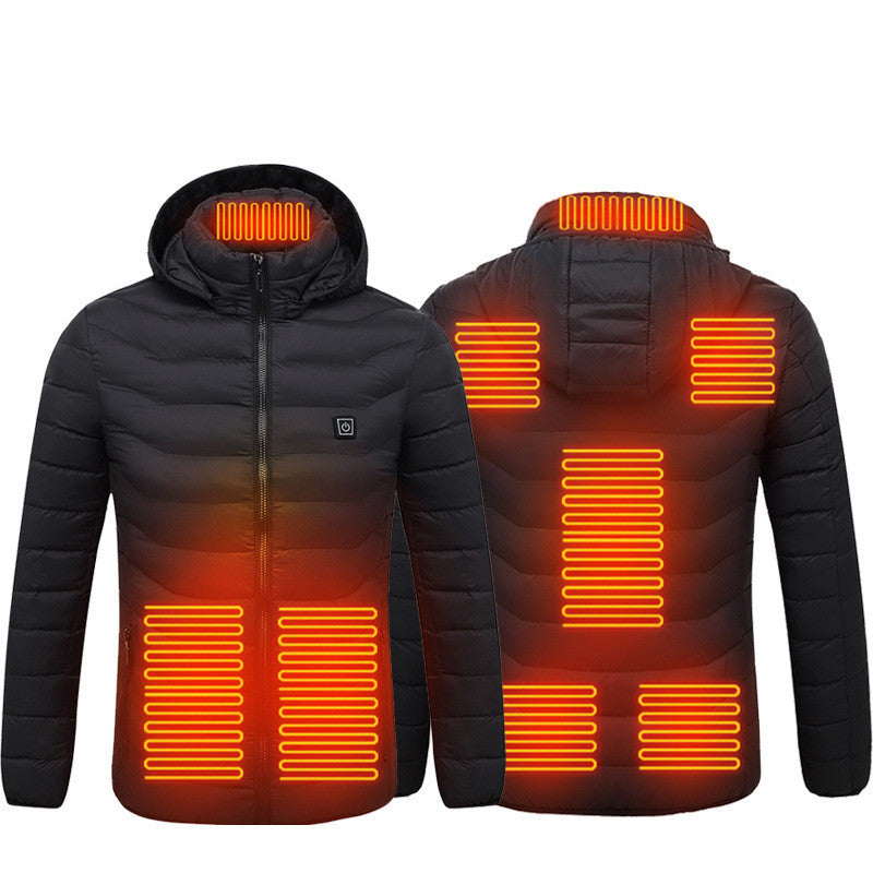 USB Heated Jacket Coat – Men’s Winter Thermal Cotton Coat with Electric Heating Vest for Outdoor Warmth