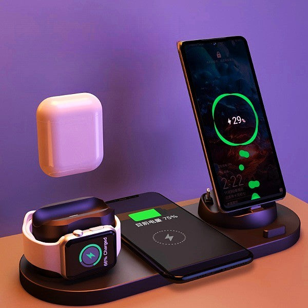 6-in-1 Wireless Charging Dock Station – Fast Charger Pad for iPhone, Phone & Smartwatch